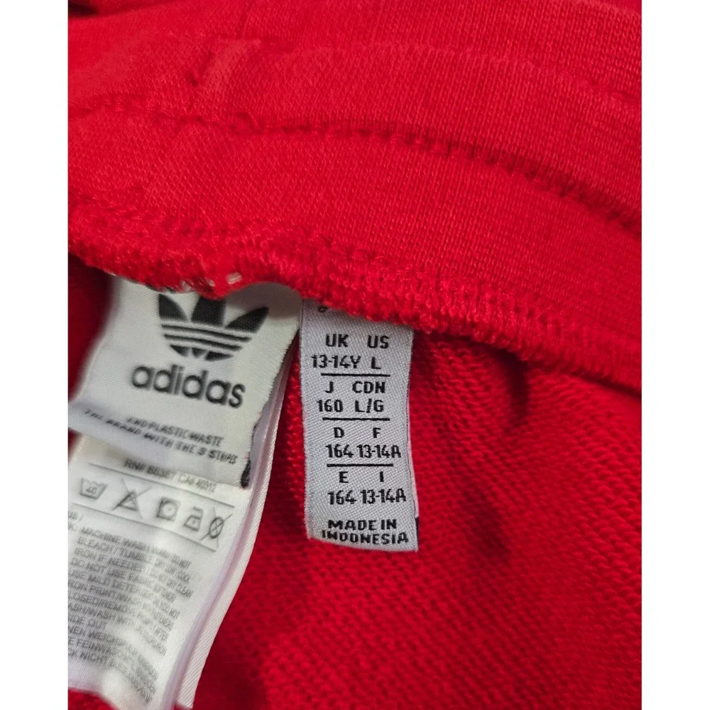 Adidas Originals Boys Red Trefoil Circle Logo Sweat Shorts Size L 13-14Y